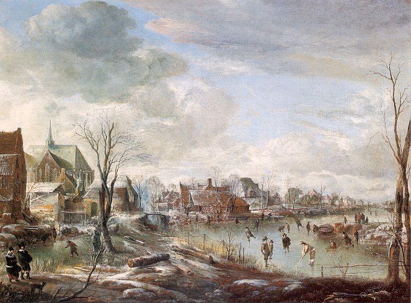 Aert van der Neer with Golfers and Skaters France oil painting art